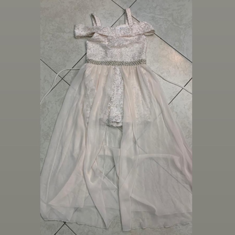 Pink Romper with Long Open Skirt